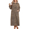 image:imageEkouaer Plush Robes for Women Button Front Long BathrobeBrown Leopard Print