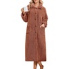 image:imageEkouaer Plush Robes for Women Button Front Long BathrobeCamel