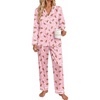 image:imageEkouaer Satin Pajamas for Women Set 2 Piece Silk Pjs Long Sleeve Lounge SetPink Gingerbread
