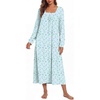 image:imageEkouaer Womens Cotton Nightgown Long Sleeve Sleepshirt Long Sleep DressBlue Floral