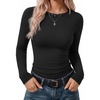image:imageEkouaer Womens Long Sleeve Color Block Raglan Shirts Fitted Thermal TopsBlack