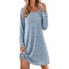 image:imageEkouaer Womens Long Sleeve Nightgown Crewneck Sleepshirt Soft Sleep DressLight Blue