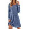 image:imageEkouaer Womens Long Sleeve Nightgown Crewneck Sleepshirt Soft Sleep DressNavy Blue