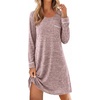 image:imageEkouaer Womens Long Sleeve Nightgown Crewneck Sleepshirt Soft Sleep DressPink