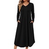 image:imageEkouaer Womens Long Sleeve Nightgown Long Sleepshirt Pleated Sleep DressBlack
