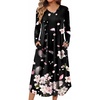 image:imageEkouaer Womens Long Sleeve Nightgown Long Sleepshirt Pleated Sleep DressBlack Begonia