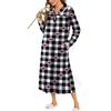 image:imageEkouaer Womens Long Sleeve Nightgowns Christmas Nightgown Henley House CoatBlack White Plaid Heart