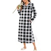 image:imageEkouaer Womens Long Sleeve Nightgowns Christmas Nightgown Henley House CoatBlack and White Plaid