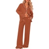 image:imageEkouaer Womens Pajama Sets 2 Piece Lounge Sets Button Down Long Sleeve PjsCaramel