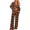 image:imageEkouaer Womens Pajama Sets 2 Piece Lounge Sets Button Down Long Sleeve PjsCheetah