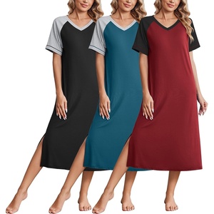 image:imageEkouaer 3 Pack Long Nightgowns for Women House Dress Plus Size Moo MoosBlackBlue GreenWine Red