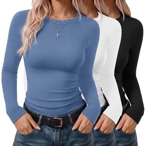image:imageEkouaer 3 Pack Womens Long Sleeve Raglan Shirts Slim Fit Thermal TopsBlackWhiteDark Blue