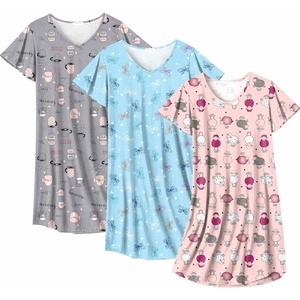 image:imageEkouaer Cotton Nightgowns for Women 3 Pack Short Sleeve Sleepshirts TshirtSheepCoffee CupBlue Butterfly