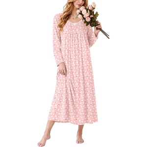 image:imageEkouaer Cotton Nightgowns for Women Long Sleeve Night GownPink White Floral