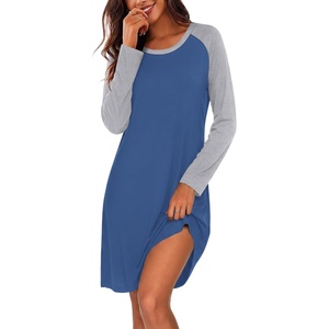 image:imageEkouaer Cotton Nightgowns for Women Long Sleeve Sleepshirts Soft SleepwearBlue