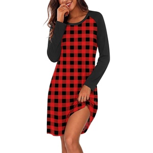 image:imageEkouaer Cotton Nightgowns for Women Long Sleeve Sleepshirts Soft SleepwearRedblack Plaid
