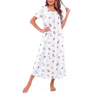 image:imageEkouaer Long Nightgowns for Women Bamboo Viscose Short Sleeve House DressesDaisy