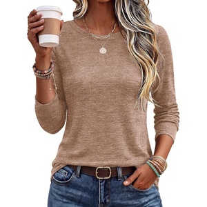 image:imageEkouaer Womens Long Sleeve Shirts Casual Tops Crewneck Thermal TshirtsBrown