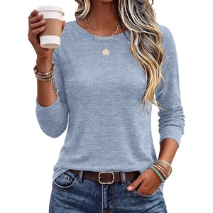 image:imageEkouaer Womens Long Sleeve Shirts Casual Tops Crewneck Thermal TshirtsLight Blue