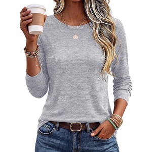 image:imageEkouaer Womens Long Sleeve Shirts Casual Tops Crewneck Thermal TshirtsLight Grey