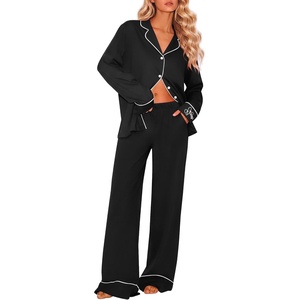image:imageEkouaer Womens Pajama Sets 2 Piece Lounge Sets Button Down Long Sleeve PjsBlack