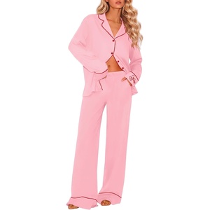 image:imageEkouaer Womens Pajama Sets 2 Piece Lounge Sets Button Down Long Sleeve PjsPink