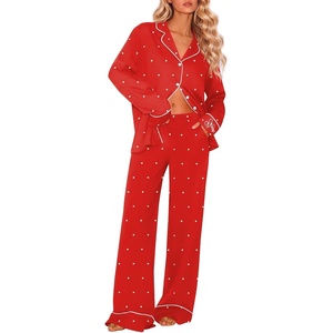 image:imageEkouaer Womens Pajama Sets 2 Piece Lounge Sets Button Down Long Sleeve PjsPolka Dots