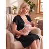 image:imageEkouaer Cotton Labor and Delivery Gown Nursing Nightgown Pajamas DressBlack