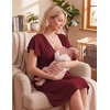 image:imageEkouaer Cotton Labor and Delivery Gown Nursing Nightgown Pajamas DressWine Red