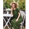 image:imageEkouaer Cotton Nightgowns for Women Long Pleated House Dresses with PocketsArmy Green