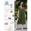 image:imageEkouaer Cotton Nightgowns for Women Long Pleated House Dresses with PocketsArmy Green