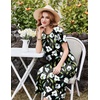 image:imageEkouaer Cotton Nightgowns for Women Long Pleated House Dresses with PocketsBlack Flower