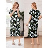 image:imageEkouaer Cotton Nightgowns for Women Long Pleated House Dresses with PocketsBlack Flower