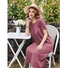 image:imageEkouaer Cotton Nightgowns for Women Long Pleated House Dresses with PocketsDusty Rose