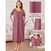 image:imageEkouaer Cotton Nightgowns for Women Long Pleated House Dresses with PocketsDusty Rose