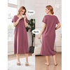 image:imageEkouaer Cotton Nightgowns for Women Long Pleated House Dresses with PocketsDusty Rose