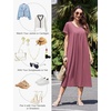 image:imageEkouaer Cotton Nightgowns for Women Long Pleated House Dresses with PocketsDusty Rose