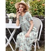 image:imageEkouaer Cotton Nightgowns for Women Long Pleated House Dresses with PocketsFlowers Green