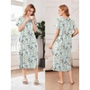 image:imageEkouaer Cotton Nightgowns for Women Long Pleated House Dresses with PocketsFlowers Green