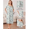 image:imageEkouaer Cotton Nightgowns for Women Long Pleated House Dresses with PocketsFlowers Green
