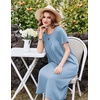 image:imageEkouaer Cotton Nightgowns for Women Long Pleated House Dresses with PocketsLight Blue