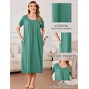 image:imageEkouaer Cotton Nightgowns for Women Long Pleated House Dresses with PocketsLight Green
