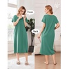 image:imageEkouaer Cotton Nightgowns for Women Long Pleated House Dresses with PocketsLight Green