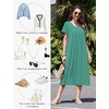 image:imageEkouaer Cotton Nightgowns for Women Long Pleated House Dresses with PocketsLight Green