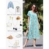 image:imageEkouaer Cotton Nightgowns for Women Long Pleated House Dresses with PocketsLine Drawing Flowers Green