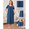 image:imageEkouaer Cotton Nightgowns for Women Long Pleated House Dresses with PocketsNavy Blue