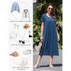 image:imageEkouaer Cotton Nightgowns for Women Long Pleated House Dresses with PocketsNavy Blue