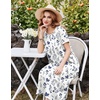 image:imageEkouaer Cotton Nightgowns for Women Long Pleated House Dresses with PocketsNavy Blue Flower