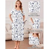 image:imageEkouaer Cotton Nightgowns for Women Long Pleated House Dresses with PocketsNavy Blue Flower