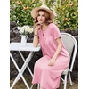 image:imageEkouaer Cotton Nightgowns for Women Long Pleated House Dresses with PocketsPink